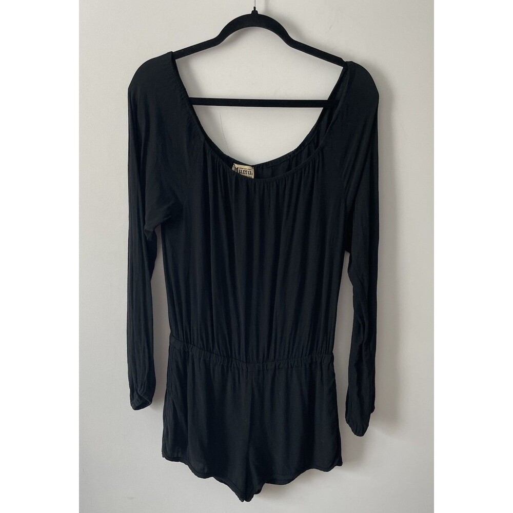 Show Me Your Mumu Women's Small Black Long Sleeve Casual Basic Romper Boho
